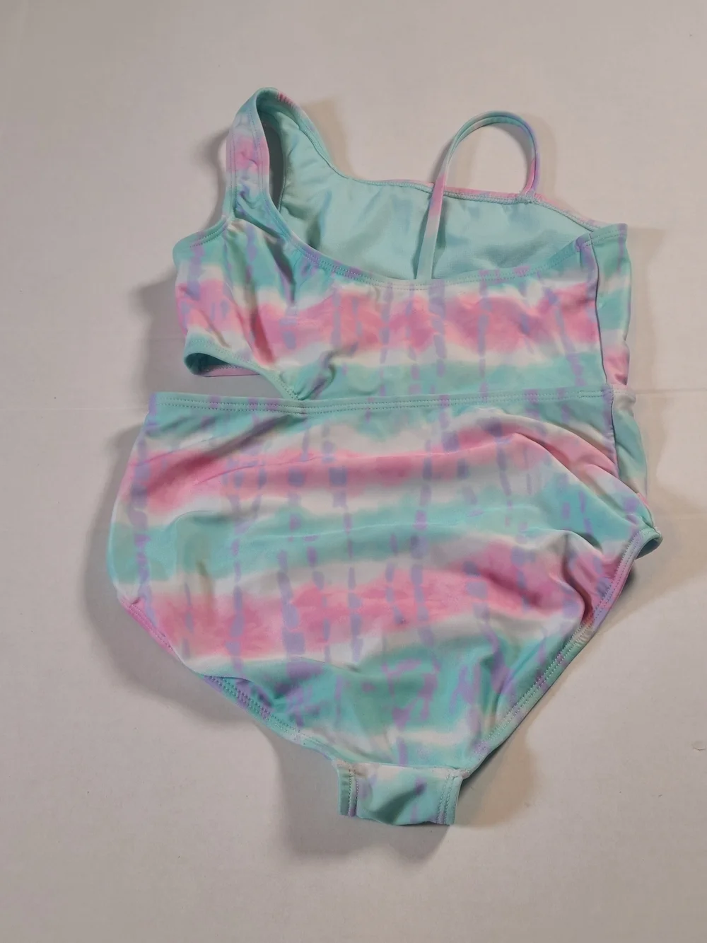 Girls Cute One-Piece Swimsuit in Pastel Tie-Dye EUC Medium 7/8 With  Side Cutout